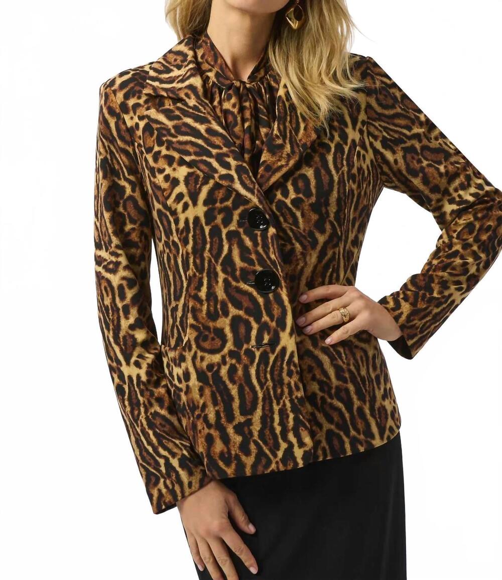 NEW JOSEPH RIBKOFF animal print fitted blazer jacket in black/brown